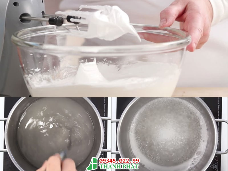 Đánh bông lòng trắng và nấu nước đường